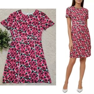 Hobbs London Livia Floral Print Ladder-Insert Short Sleeve Formal Dress, Size 4